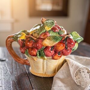 Colorful Fruit Basket Ceramic Teapot
